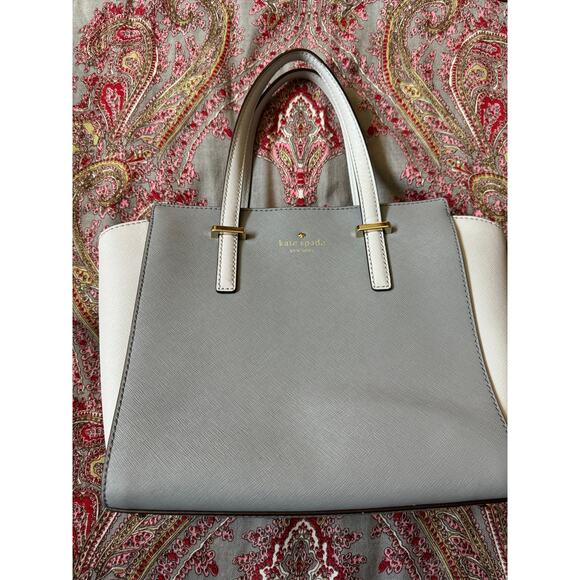 Kate Spade 2 tone leather satchel with crossbody strap - Picture 2 of 6